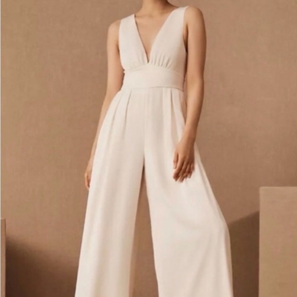 SACHI Elegant Cream Wide-Leg Jumpsuit